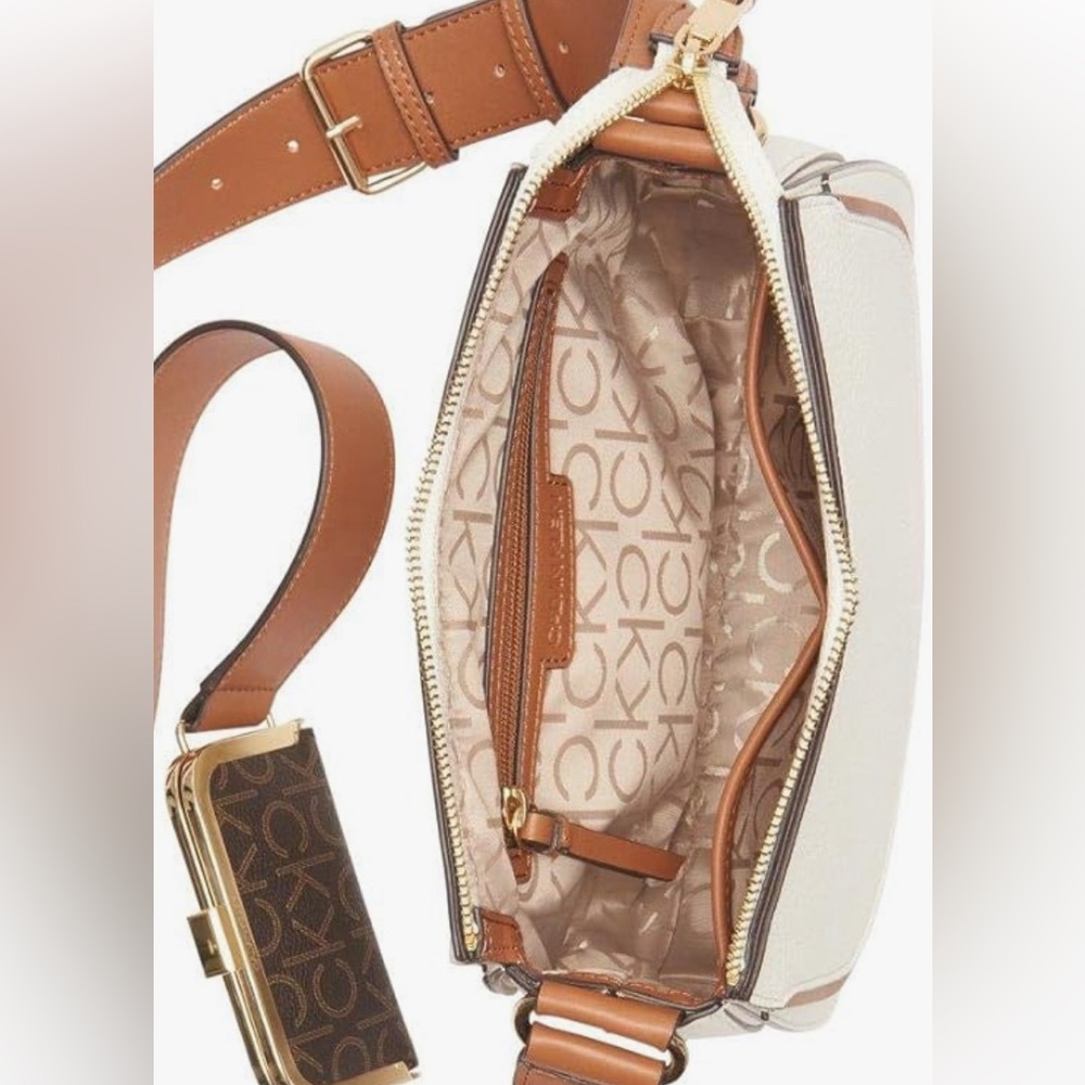 Calvin Klein Bag Bella Novelty Crossbody Leather Cherub White AUTHENTIC NWT - Picture 8 of 14